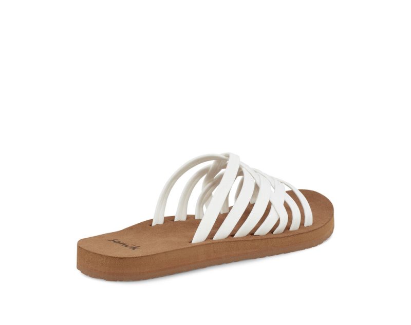 Sanuk Rio Slide Women's Sandals White / Brown | Canada 97ZUT